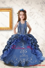 2015 Affordable Appliques and Pick Ups Little Girl Dress in Navy BlueXFLGA62FOR
