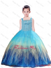 2016 Blue Ball Gown Beading and Ruching Little Girl Pageant DressLGZY109FOR