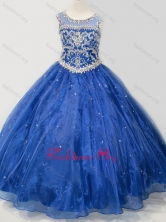 Beautiful Beaded Bodice Open Back Little Girl Pageant Dress in Royal Blue SWLG005-2FOR