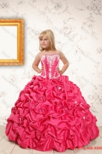 Beautiful Coral Red Little Girl Dress with  Appliques and Pick UpsXFLGA58FOR