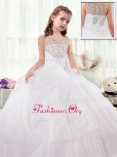 Beautiful Scoop White Little Girl Pageant Dresses with Beading PAG218FOR