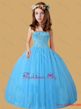 Blue Ball Gown Ruching Beading Little Girl Pageant Dress LGZY690FOR