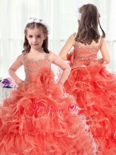 Fashionable Straps Little Girl Pageant Dresses with Beading and Ruffles PAG226FOR