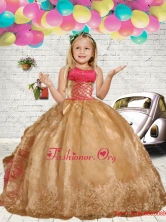 Gold Embroidery Little Girl Pageant Dress with RufflesLGZY429-AFOR