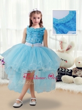 Latest High Low Flower Girl Dresses with Belt and Appliques FGL228FOR