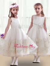 Lovely Scoop Flower Girl Dresses with Beading and Appliques FGL251FOR