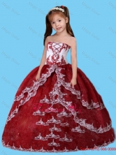 Luxurious Ball Gown Appliques Little Girl Pageant Dress in Wine RedLGZY386FOR