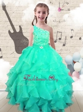 Modest Ball Gown One Shoulder Little Girl Pageant Dresses with Beading FA6GL18MTFOR