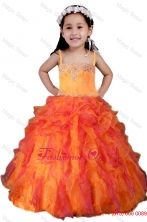 Multi Color Spaghetti Straps Beading and Ruffles Little Girl Pageant Dress LGZY051FOR