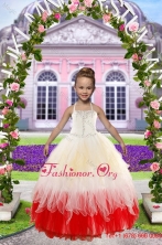 Newest Beading White and Red Little Girl Dress for 2016XFLGA11FOR