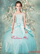 Popular Straps Beaded Little Girl Pageant Dresses in Aqua BluePAG186FOR