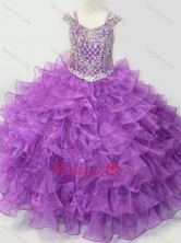 Puffy Skirt V-neck Lace Up Little Girl Pageant Dress with Straps and Ruffled Layers SWLG015FOR