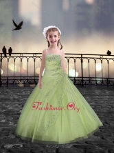 Spaghetti Straps Beaded Little Girl Pageant Dresses in Yellow Green XFLG081-5FOR
