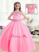 Sweet Ball Gown Cap Sleeves Little Girl Pageant Dresses with Beading PAG215FOR