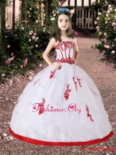 White and Red Little Girl Pageant Dress with Appliques LGZY569FOR