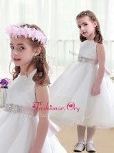 Wonderful Scoop White Flower Girl Dresses with Beading FGL244FOR