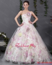 2015 Beautiful Multi Color Quinceanera Gowns with Hand Made Flowers WMDQD012FOR