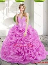 2015 Elegant Beading and Rolling Flowers Lilac Sweet 15 Dresses SJQDDT17002-3FOR