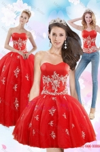 2015 Fall Exquisite Strapless Red Quince Dresses With Appliques XFNAOA38TZA1FOR