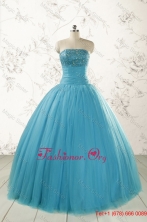 2015  Fall Pretty Strapless Quinceanera Dresses with Beading FNAO590FOR
