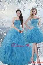 2015 Fashionable Baby Blue Dresses for Quince with Beading and Ruffles XFNAOA19TZFOR