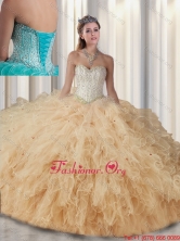 2015 Fashionable Sweetheart Beading Quinceanera Gowns in Champagne SJQDDT301002FOR