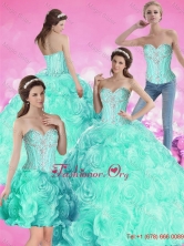2015 Romantic Ball Gown Beaded Quinceanera Dresses with Rolling Flowers SJQDDT58001FOR