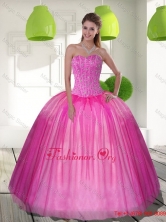 2015 Summer Elegant Beading Sweetheart Ball Gown Quinceanera Dresses QDDTD26002FOR
