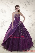 2015 Summer Modern Purple Sweetheart Appliques Quinceanera Dresses XFNAO183FOR
