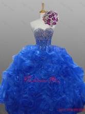 2015 Sweetheart Quinceanera Dresses with Beading and Rolling Flowers SWQD008-7FOR