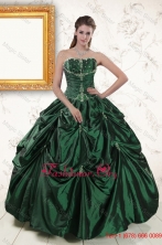 2015 Winter Brand New Style Appliques Quinceanera Dresses in Dark Green XFNAO393FOR
