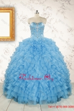 2015 Winter Pretty Sweetheart Baby Blue Sweet 15 Dresses with Beading FNAODVC1037FOR