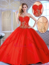 2016 Fall Cheap Appliques Sweetheart Quinceanera Gowns in Red SJQDDT142002-1FOR