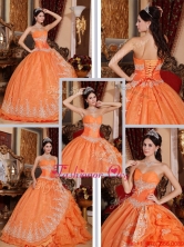 2016 Latest Beading and Appliques Quinceanera Gowns in Orange Red QDZY308DFOR