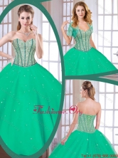 2016 Latest Green Sweetheart Quinceanera Gowns with Beading SJQDDT177002FOR
