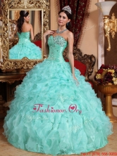 2016 Lovely Apple Green Sweetheart Beading and Ruffles Quinceanera Dresses QDZY663AFOR
