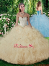 2016 Luxurious Ball Gown Champange Quinceanera Dresses with Beading SJQDDT297002FOR
