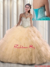 2016 New Style Sweetheart Beading Quinceanera Dressesin Champagne SJQDDT308002FOR