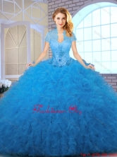 2016 Perfect Blue Sweet 16 Dresses with Appliques and Ruffles SJQDDT141002-3FOR