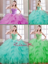 2016 Popular Ball Gown Quinceanera Dresses with Beading and Ruffles SJQDDT172002FOR