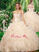 2016 Pretty Sweetheart Beading Champagne Quinceanera Gowns for Fall SJQDDT334002FOR