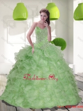 2016 Spring Luxurious Sweetheart Quinceanera Dress with Beading and Ruffles QDDTC15002FOR