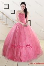 2016 SpringPretty Strapless Quinceanera Dresses in Rose Pink XFNAO825AFOR