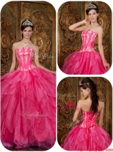 2016 Top Selling Hot Pink Sweet 16 Dresses with Appliques and Ruffles QDZY003DFOR