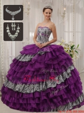 2016 Top Selling Purple Sweetheart Quinceanera Dresses with Beading QDZY436BFOR