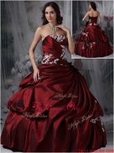 2016 Top Selling Strapless Burgundy Quinceanera Gowns with Appliques JMCHSD083101CFOR