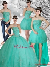 Appliques and Beading Strapless Sweet 15 Dress in Apple Green QDZY218TZA2FOR