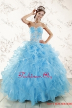 Aqua Blue Ball Gown Sweetheart Beading Sweet 16 Dresses XFNAOA45FOR