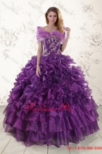 Beautiful Appliques Purple Strapless 2015 Quinceanera Dresses XFNAO244AFOR