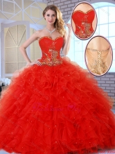 Beautiful Red Quinceanera Dresses with Appliques and Ruffles SJQDDT144002-1FOR